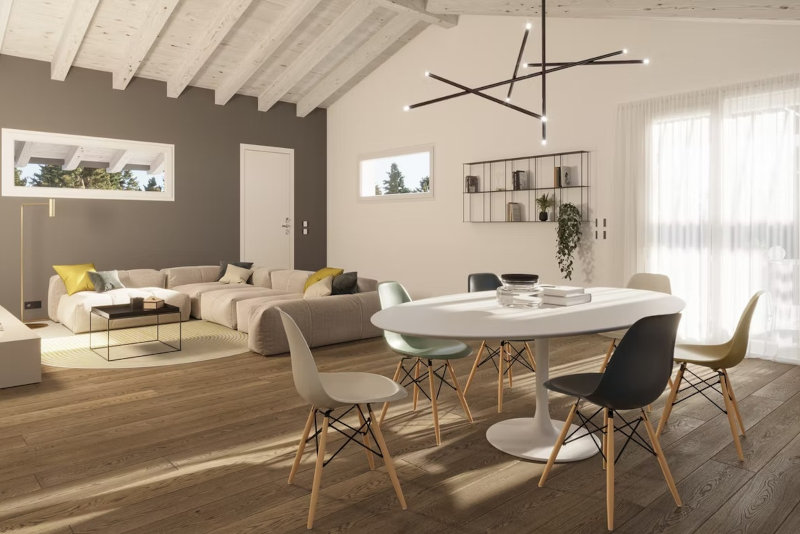Il rendering dell'interno di una delle case del parco residenziale Lietta